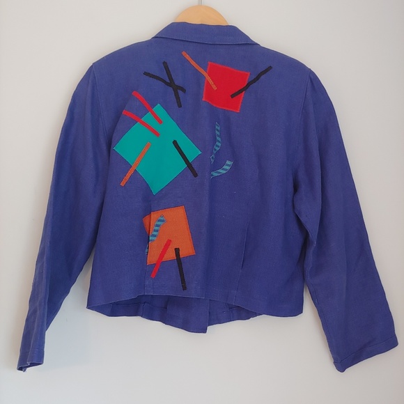 Vintage Beppa Patchwork Cropped Blazer Size XS - Picture 3 of 6